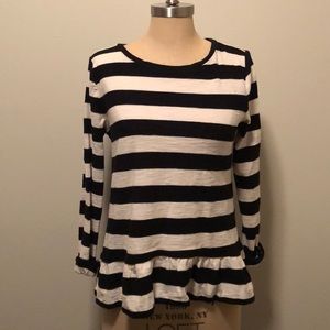 Black and white striped peplum shirt